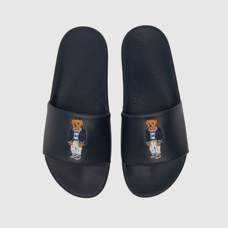 Mens Navy Polo Ralph Lauren Bear Slide 