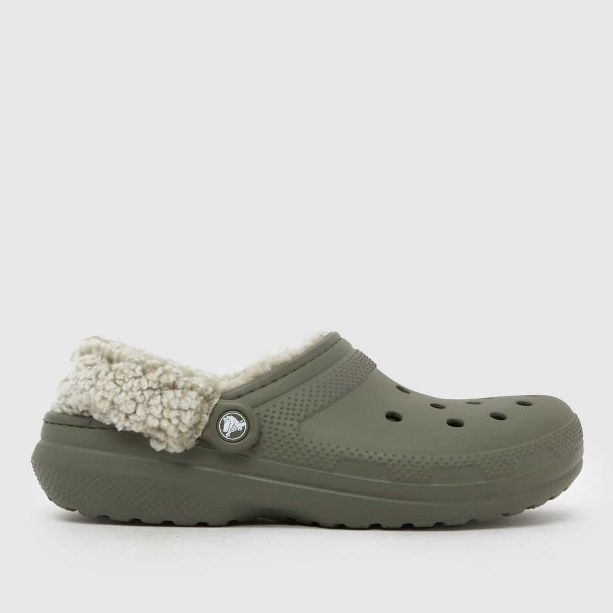 Crocs Classic Fleece Lined Clog Sandals in Khaki