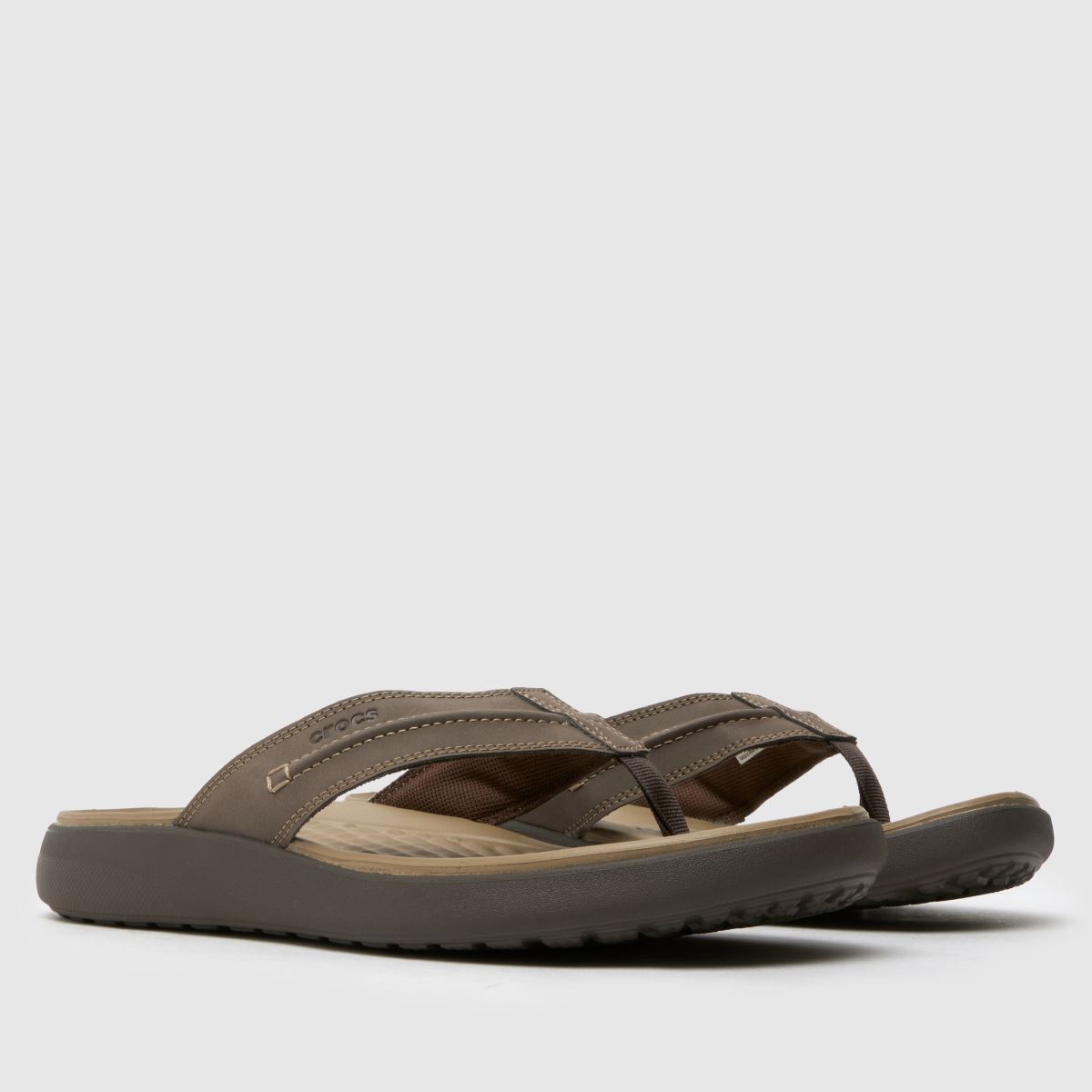 Mens Brown Crocs Yukon Vista Flip Sandals schuh