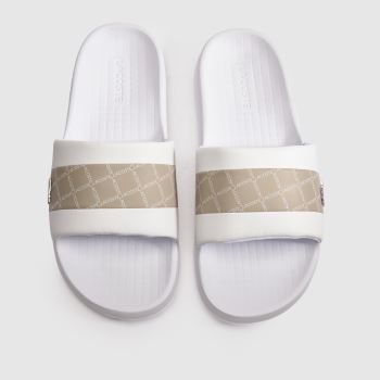 Lacoste White & Beige Serve Slide Hybrid Mens Sandals