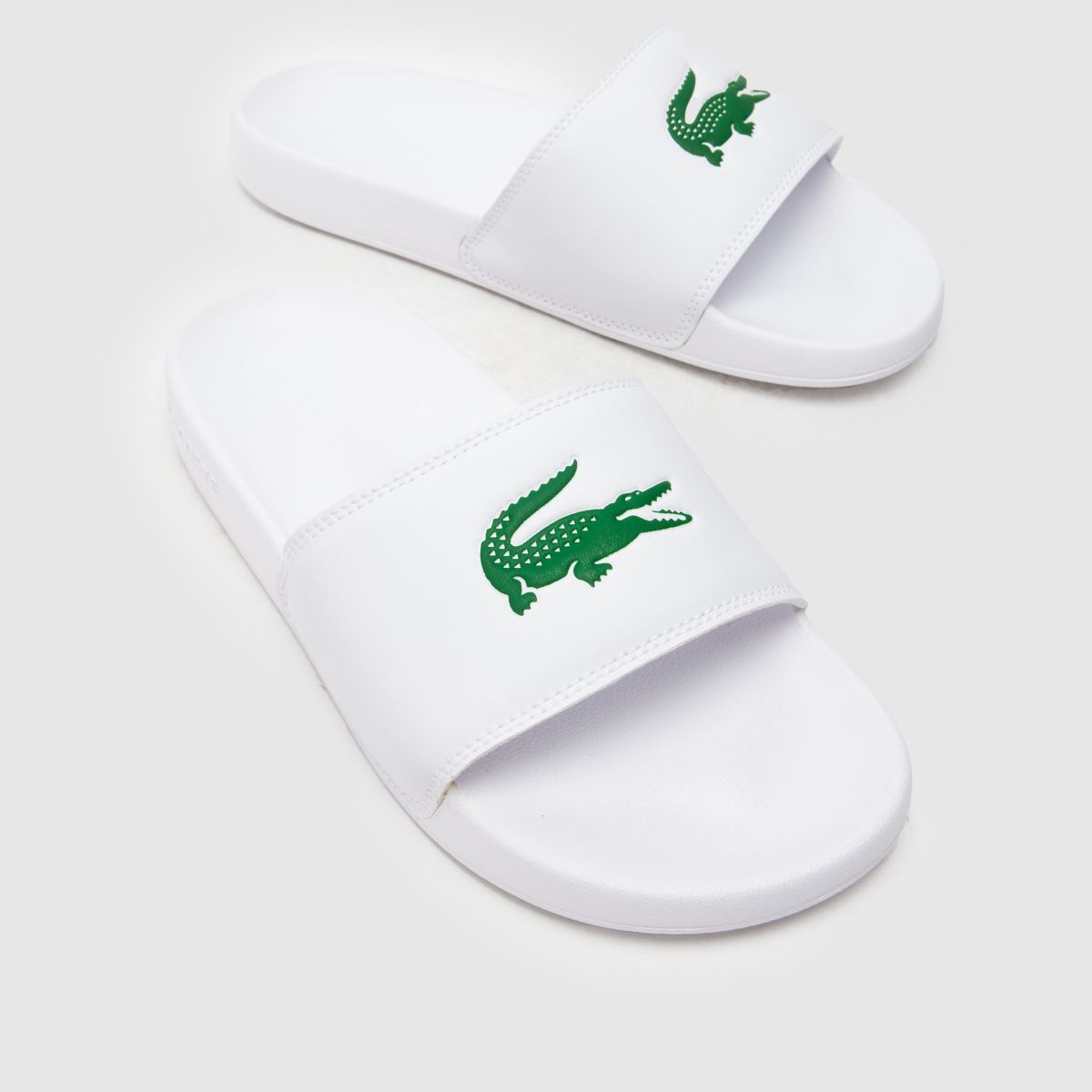 Mens White & Green Lacoste Serve Slide 0.0 Sandals | schuh