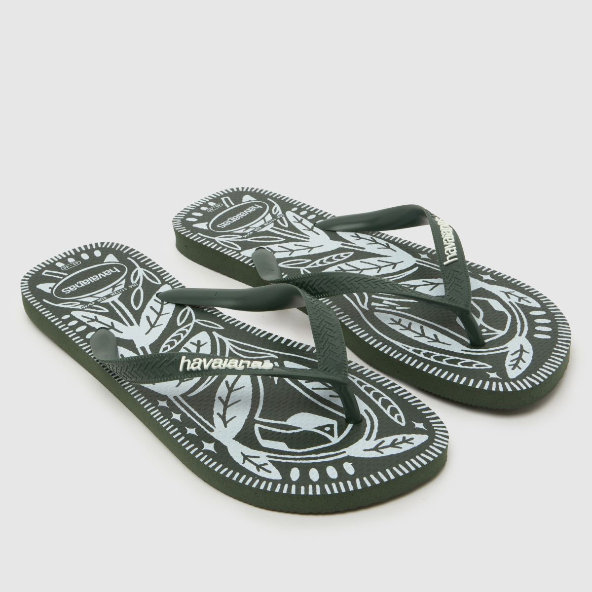 Havaianas Ginga Flip Sandals in White & Green