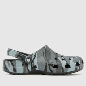 Crocs Black & Grey Classic Camo Clog Mens Sandals