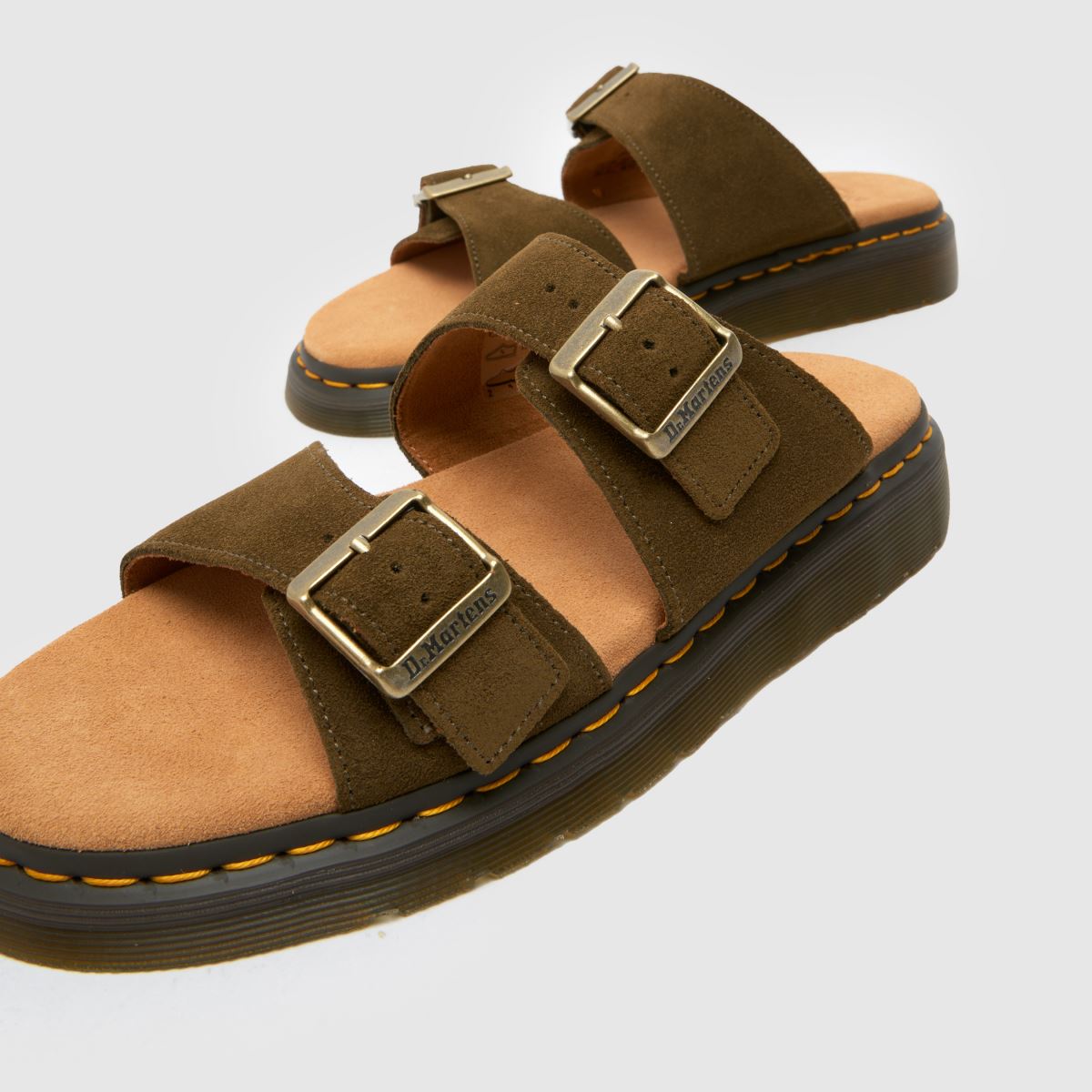 【Dr.Martens】 ★ JOSEF ★ KHAKI Khaki Josef Suede Slide Sandals by Dr. Martens on Sale