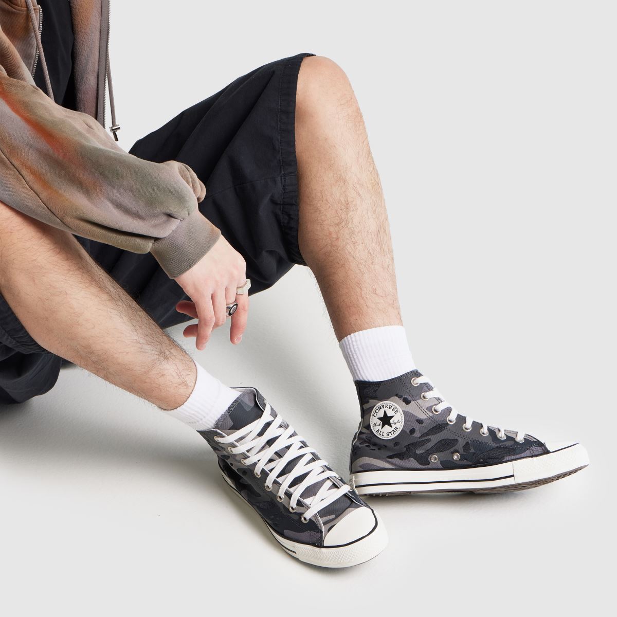 Herren Converse Breite Passform Dunkelgrau All Star Hi Sneaker Converse All Star Hi 8