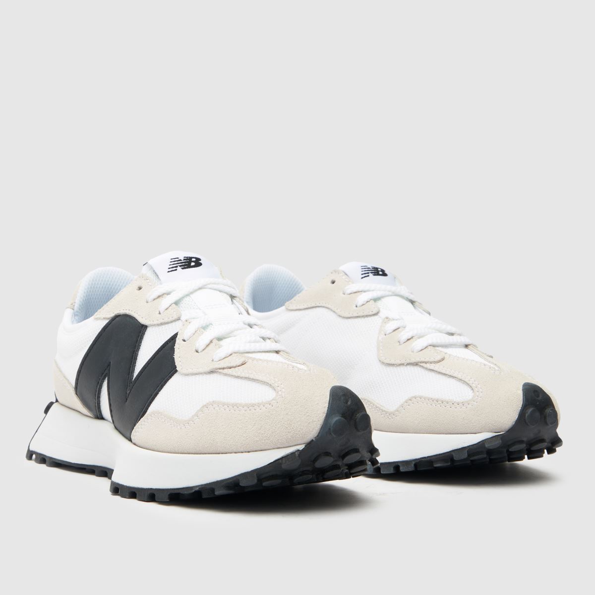 New Balance Men's 327 Trainers in White & Black, Suede, Size: 9
