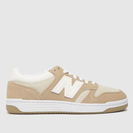 Mens White Beige New Balance 480 Trainers schuh