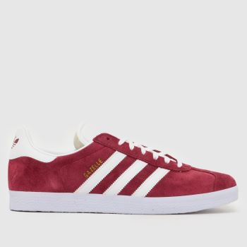 adidas White & Burgundy Gazelle Mens Trainers