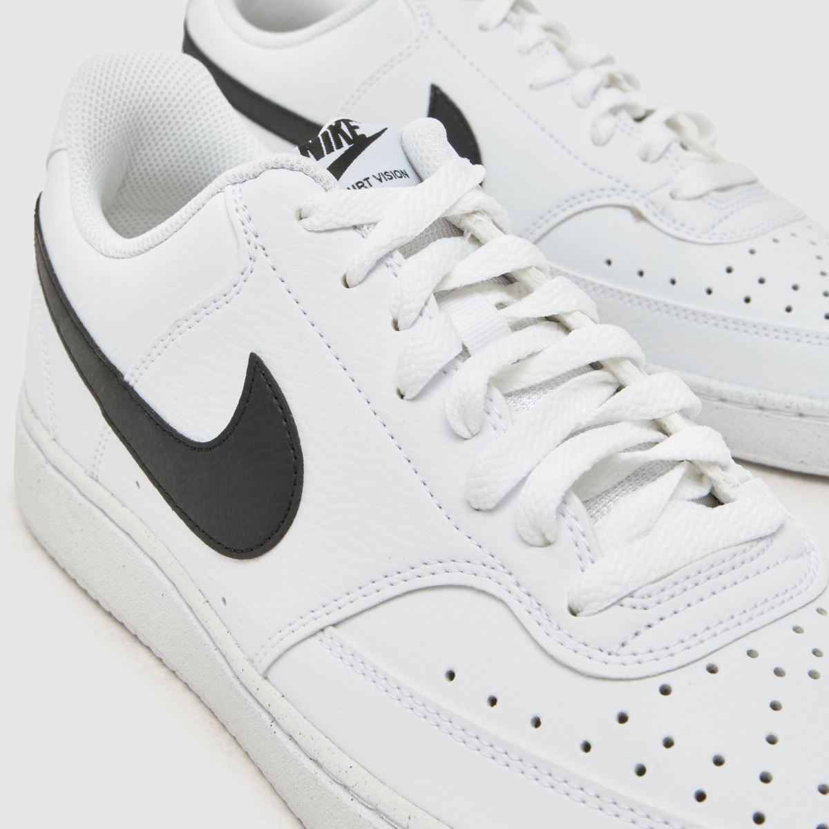 Nike Men's Court Vision Low Next Nature Trainers, White/Black-White, Size 8, Men