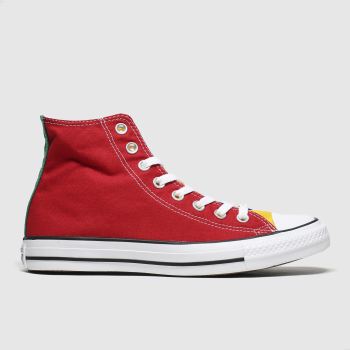 converse red & blue all star hi colour block trainers converse red & blue all star hi colour block trainers