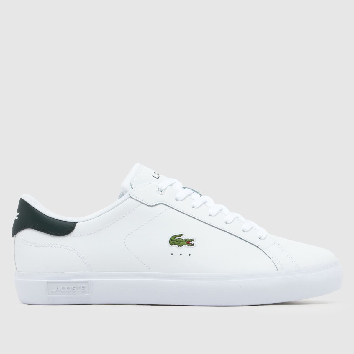 Lacoste Powercourt Trainers White & Green, Logo Detail, Leather, Size: 10, Schuh