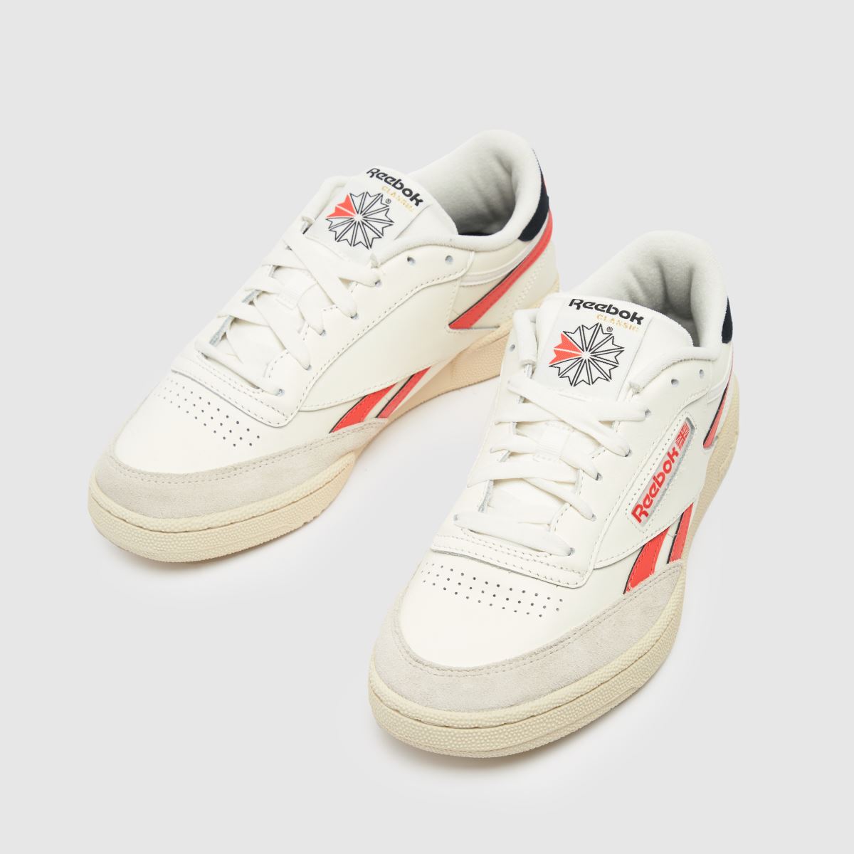 Mens White \u0026 Orange Reebok Club C 
