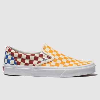vans yellow & red classic slip-on checkerboard trainers vans yellow & red classic slip-on checkerboard trainers
