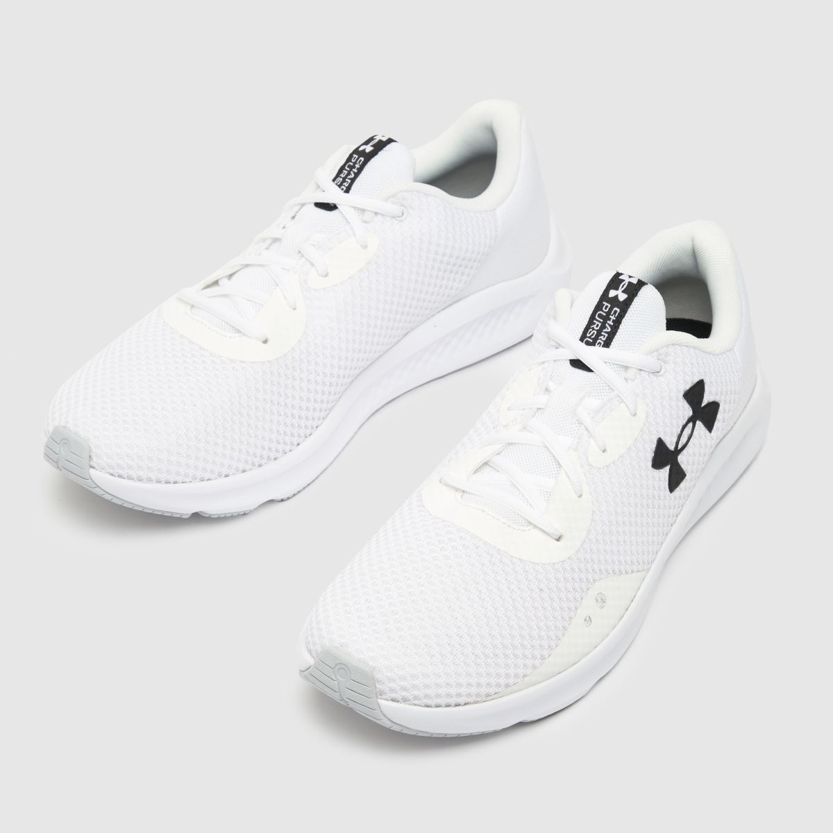 Mens White & Black Under Armour Charged Pursuit 3 Trainers schuh