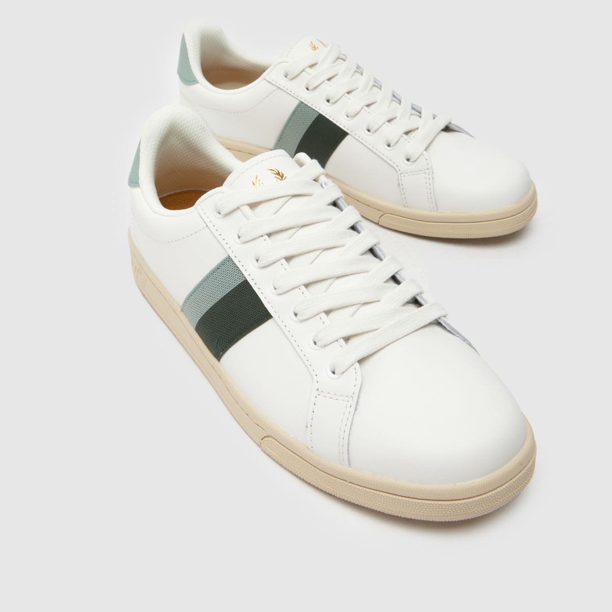 Mens White & grey Fred Perry B721 Leather Trainers | schuh