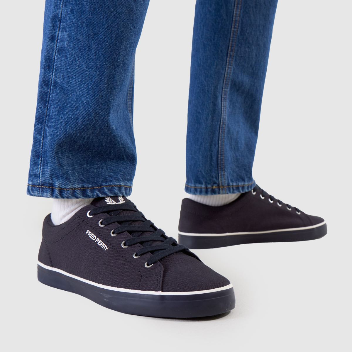 Mens Navy Fred Perry B9318 Baseline Canvas Trainers schuh