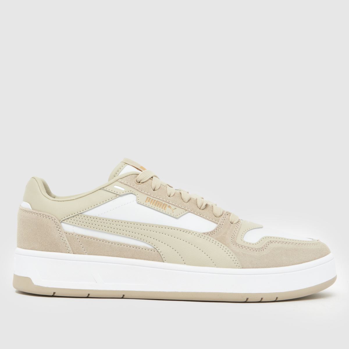 PUMA Court Classic Trainers in White & Beige