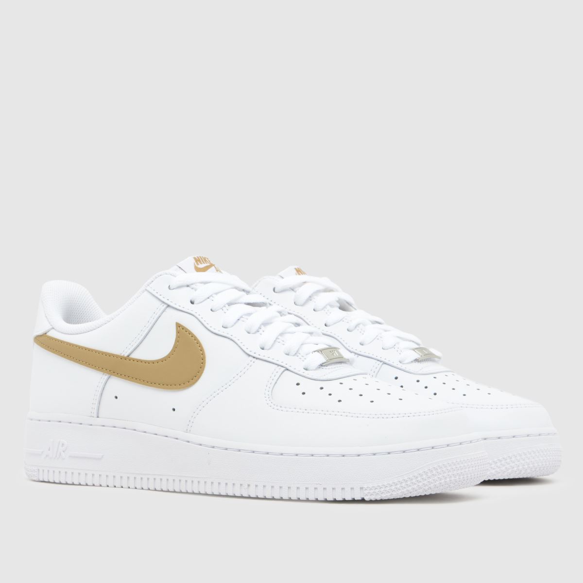 Nike Air Force 1 Trainers in White & Gold