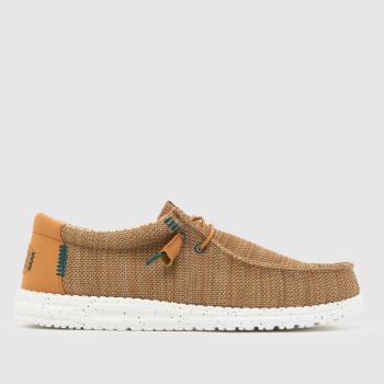 HEYDUDE Brown Wally Stretch Sox Mens Shoes
