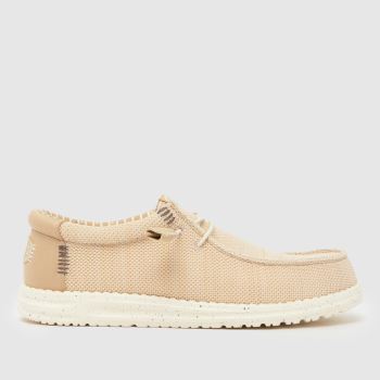 HEYDUDE Beige Wally Stretch Sox Mens Trainers