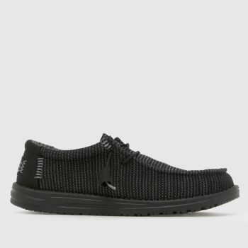 HEYDUDE Black Wally Stretch Sox Mens Shoes