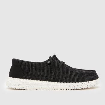HEYDUDE Black & White Wally Stretch Sox Mens Trainers