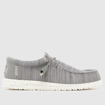 HEYDUDE Grey Wally Stretch Sox Mens Shoes