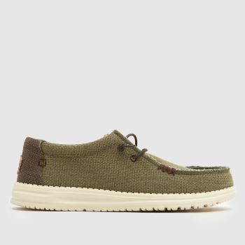 HEYDUDE Khaki Wally Braided Mens Shoes