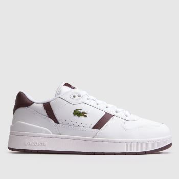 Lacoste White & Burgundy T-Clip Mens Trainers