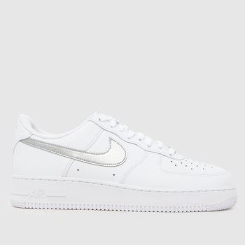 Nike White & Silver Air Force 1 Mens Trainers