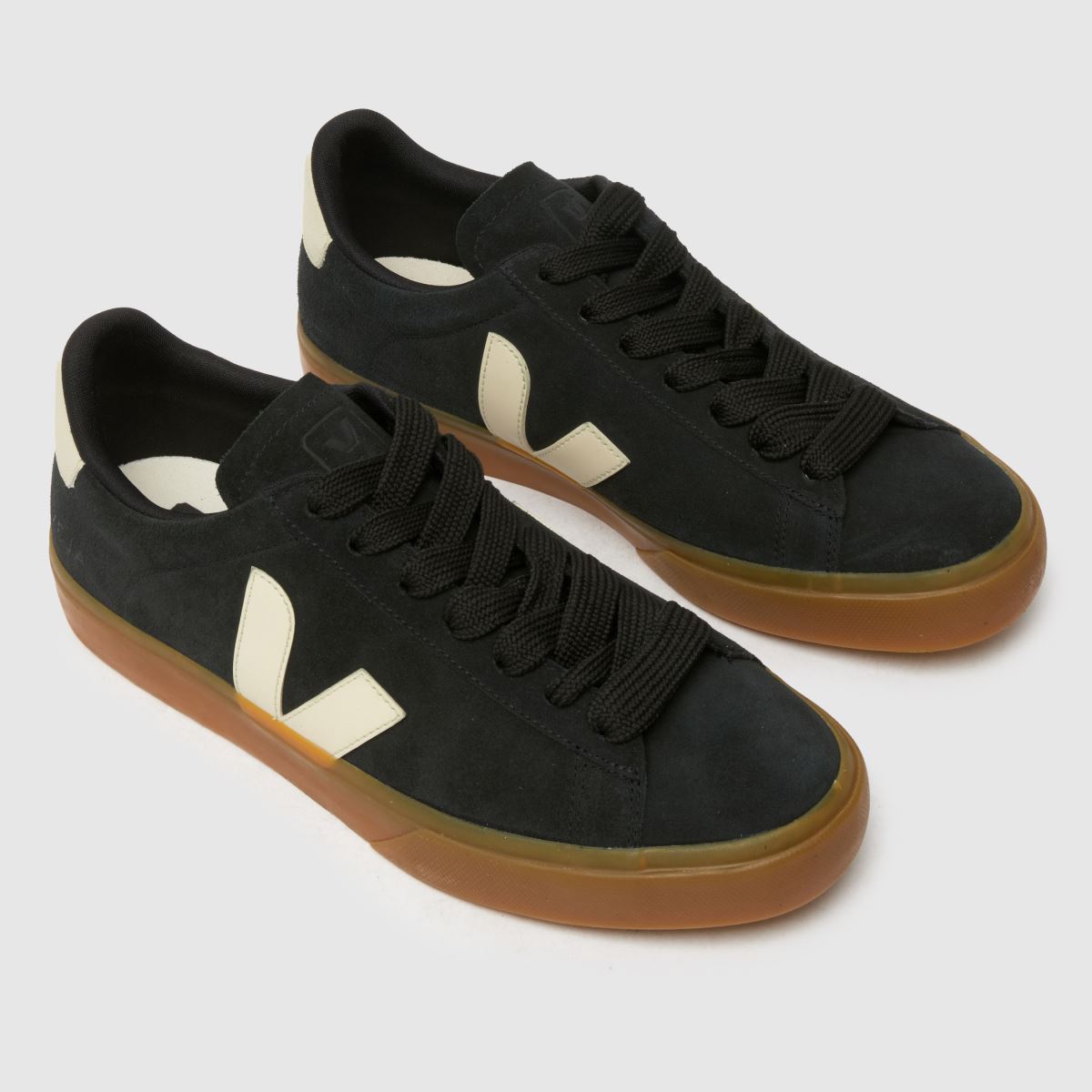 Mens Black White VEJA Campo Suede Trainers schuh