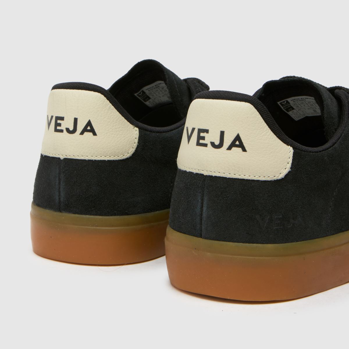 Mens Black White VEJA Campo Suede Trainers schuh