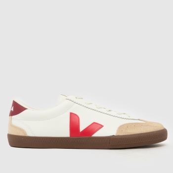 VEJA White & Red Volley Mens Trainers
