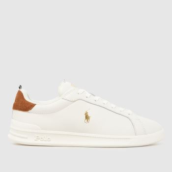 Polo Ralph Lauren White & Brown Heritage Court Mens Trainers
