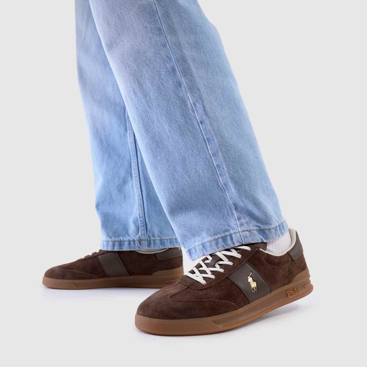 Mens Brown Polo Ralph Lauren Heritage Aera Trainers schuh