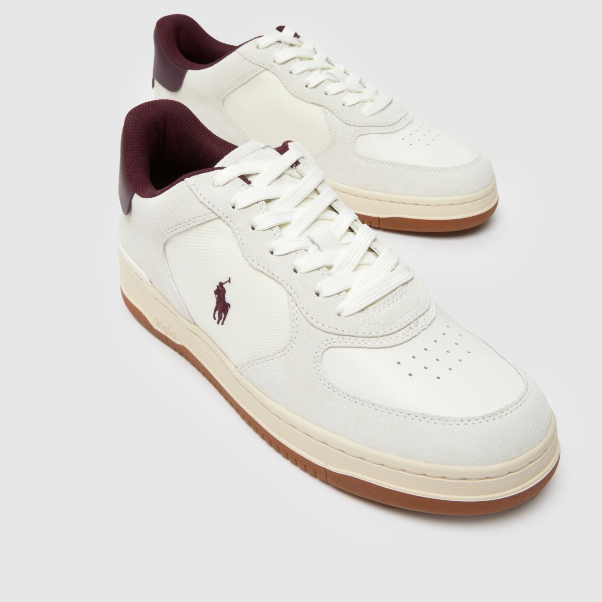 Herren Weiß-weinrot Polo Ralph Lauren Masters Court Sneaker schuh