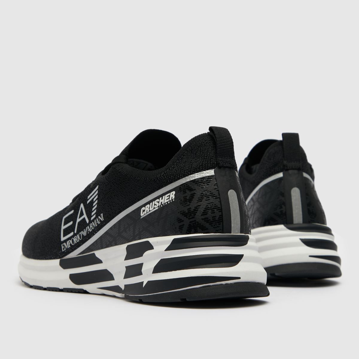 emporio armani leather sneakers with knit inserts