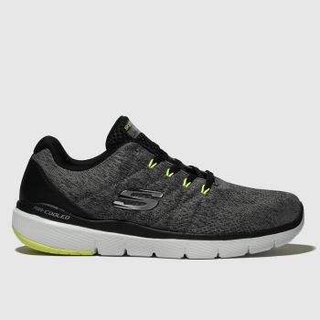 skechers grey & black flex advantage 3.0 stally trainers skechers grey & black flex advantage 3.0 stally trainers