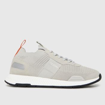 BOSS light grey titanium runn trainers BOSS light grey titanium runn trainers
