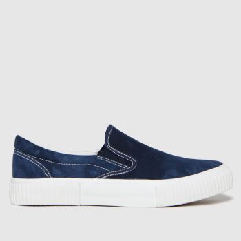 schuh white & blue wells slip on canvas trainers schuh white & blue wells slip on canvas trainers