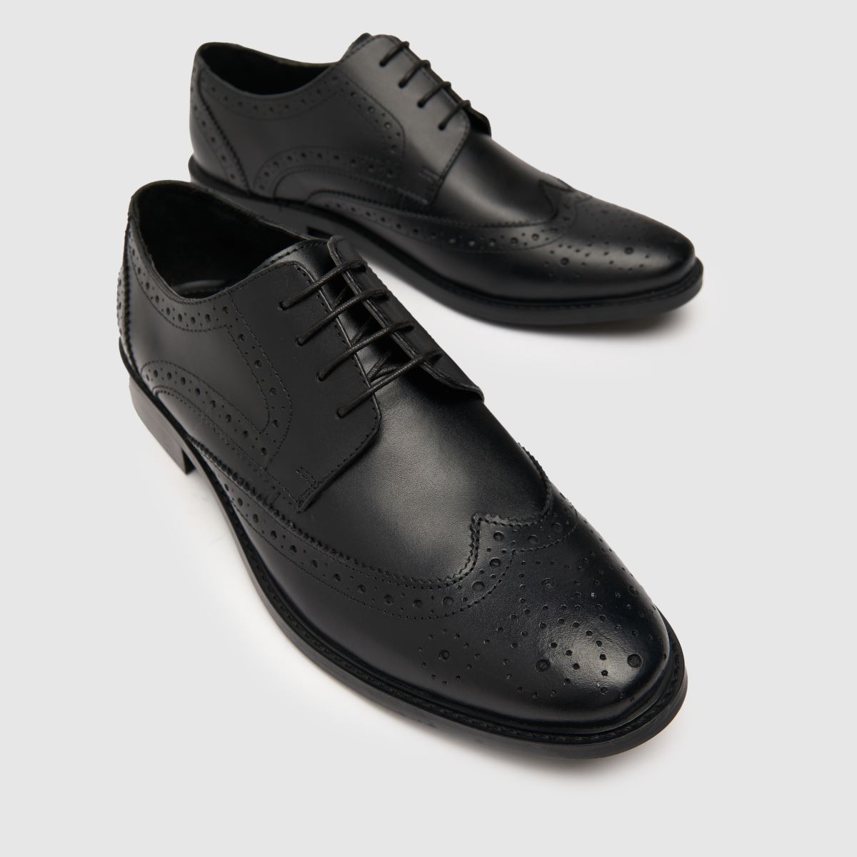 Schuh Black Rowland Leather Brogue Shoes, Size: 8