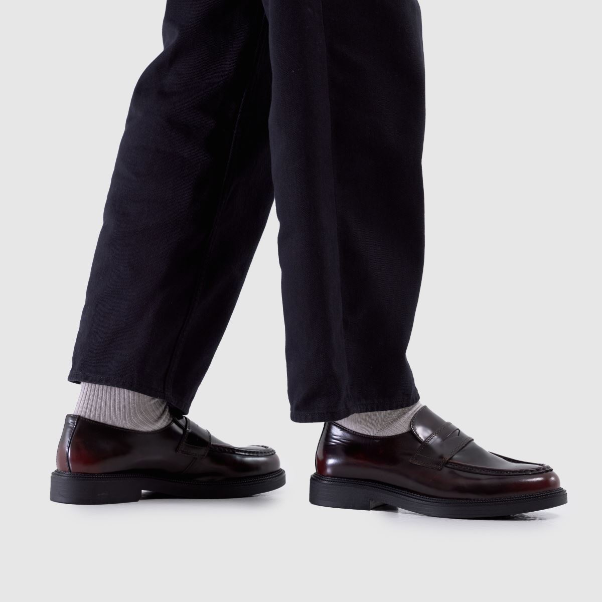 Mens Burgundy schuh Rykard Leather Loafer Shoes