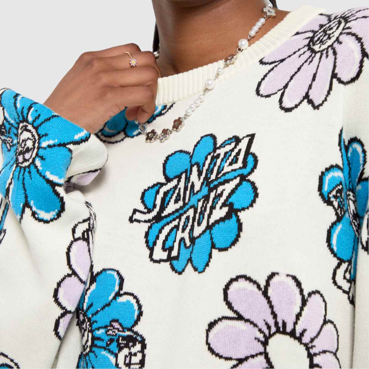 Santa Cruz Wildflower Knit Crew in Multi Santa Cruz Wildflower Knit Crew 1