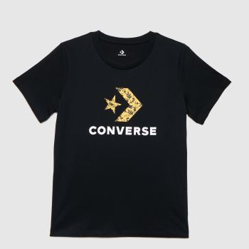 Converse star chevron flower t-shirt in black Converse star chevron flower t-shirt in black