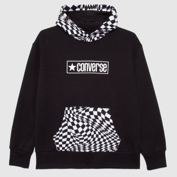 Converse boys checker print hoodie in black & white Converse boys checker print hoodie in black & white