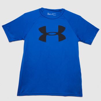 Under Armour boys tech logo t-shirt in navy & black Under Armour boys tech logo t-shirt in navy & black