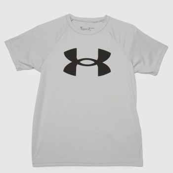 Under Armour boys tech logo t-shirt in light grey Under Armour boys tech logo t-shirt in light grey