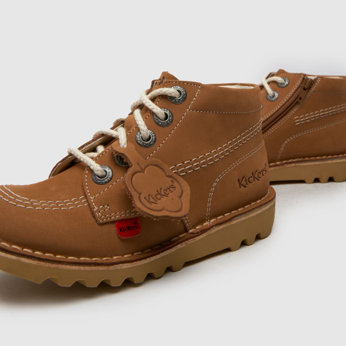Kids Boys Junior Tan Kickers Kick Hi Zip Boots schuh