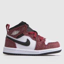 Nike Jordan Air 1 Mid Boys Toddler in White & Red Nike Jordan Air 1 Mid,1 of 4
