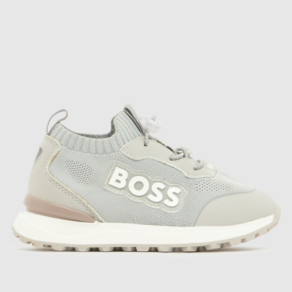 BOSS Light Grey Elastic Lace Tech Boys Toddler Trainers